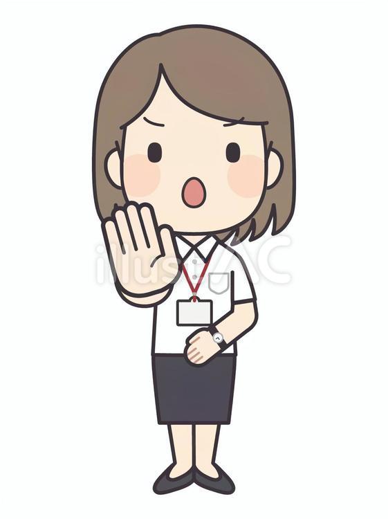 止める女性社員（半袖） 女性,会社員,事務員のイラスト素材
