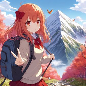 遠足中に記念撮影