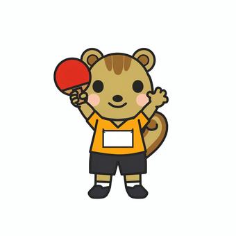 卓球ラケットを持ってアピールするリス 卓球,卓球部,ラケット,ピンポン,球技,部活,テーブルテニス,インドアスポーツ,室内スポーツ,運動のイラスト素材