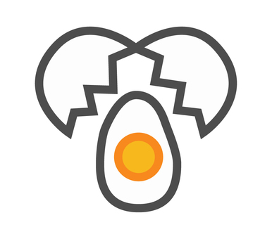 生卵のイラストロゴマーク 卵,生卵,割る,殻,卵黄,卵白,鶏,ロゴ,アイコン,シルエットのイラスト素材