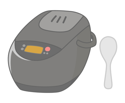 炊飯器のイラスト素材 炊飯器,ジャー,炊飯ジャー,家電,しゃもじ,炊事,ご飯,炊き立て,釜,料理のイラスト素材