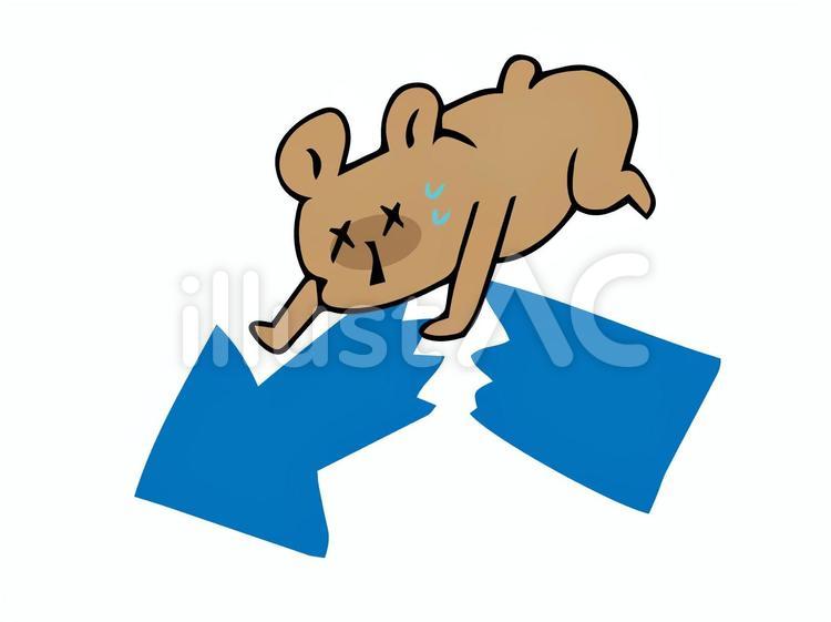 矢印　折れる　くま 矢印,クマ,熊のイラスト素材