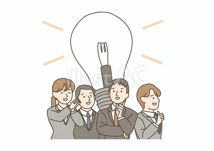 ひらめきを得たビジネスチームのイラスト ビジネス,ひらめき,アイデアのイラスト素材