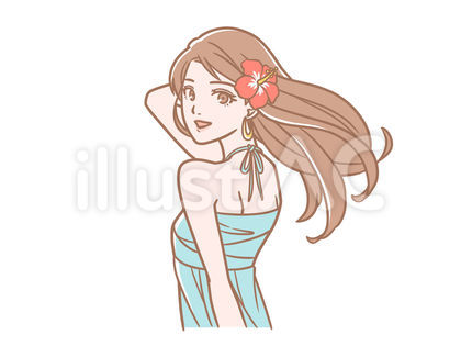 リゾートワンピの女性_肌色