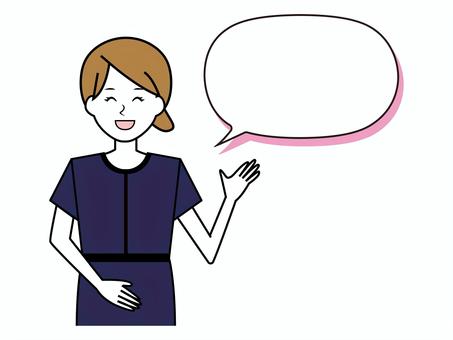 接客する女性のイラスト 女性,エステ,エステティシャン,接客,美容,人物,ふきだし,ネイルサロン,受付,医療のイラスト素材