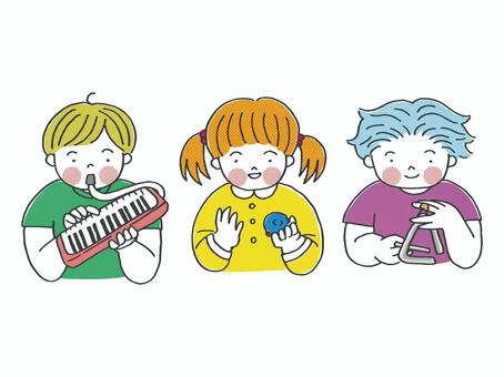 音楽【80sTASTE_297】 音楽,楽器,鍵盤ハーモニカ,カスタネット,トライアングル,授業,発表会,音楽会,演奏,音のイラスト素材