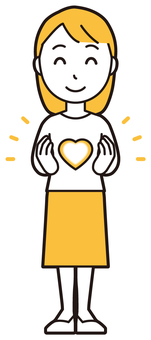  ロングヘア女性(黄)-359-全身