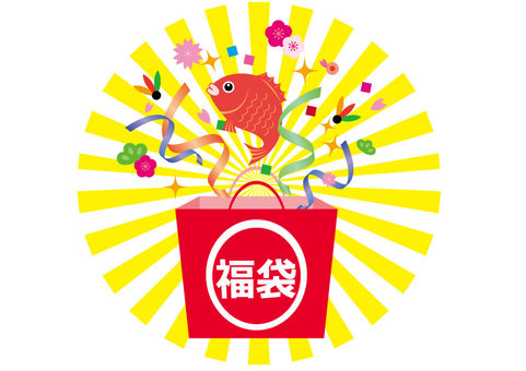 Illustration, lucky bag, red snapper, new year, 