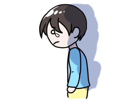 悔しい人のイラスト 悔しい,涙,ガッカリ,悲しみ,傷付く,男性,影のイラスト素材