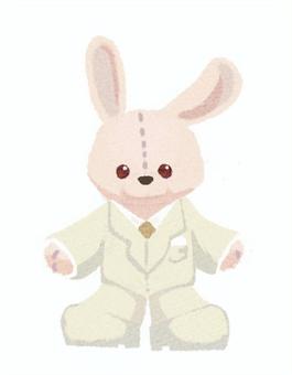 Illustration material of a rabbit wearing a white suit, , JPG and PNG