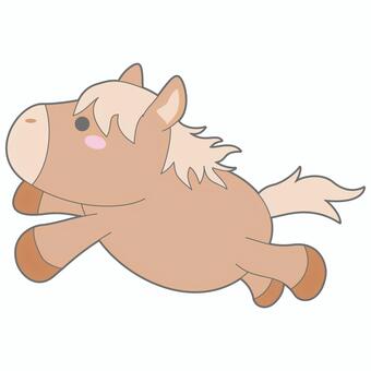 横に飛ぶ馬（線あり） 跳ぶ,馬,可愛い,越える,跨ぐ,ジャンプ,線あり,素材,動物,動物園のイラスト素材