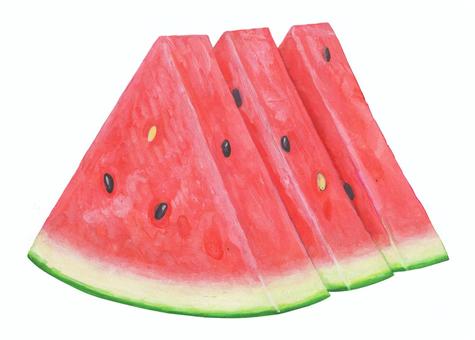 スイカ - 三角切り スイカ,西瓜,フルーツ,夏,風物詩,中身,丸ごと,断面,種,果肉のイラスト素材