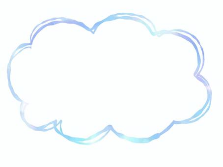 水彩風もくもく雲　ブルー 雲,水彩,青,水色,ふわふわ,もくもく,空,シンプル,背景,フレームのイラスト素材