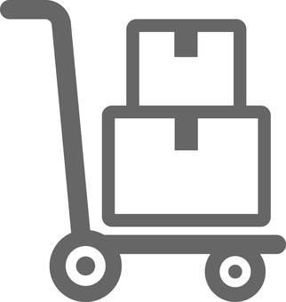 ピクトグラムのグレーの台車です。 ピクトグラム,台車,シンプル,キャリー,カート,運搬,荷物,キャスター,移動,物流のイラスト素材