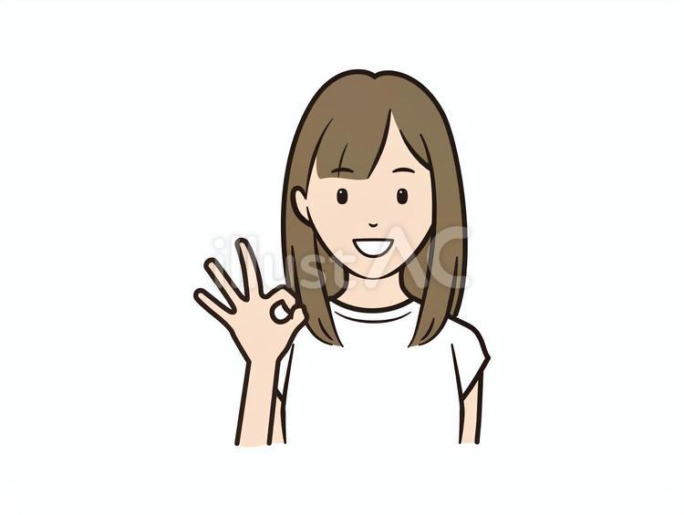 OKサインをする笑顔のTシャツ女性 女性,女の子,okサインのイラスト素材