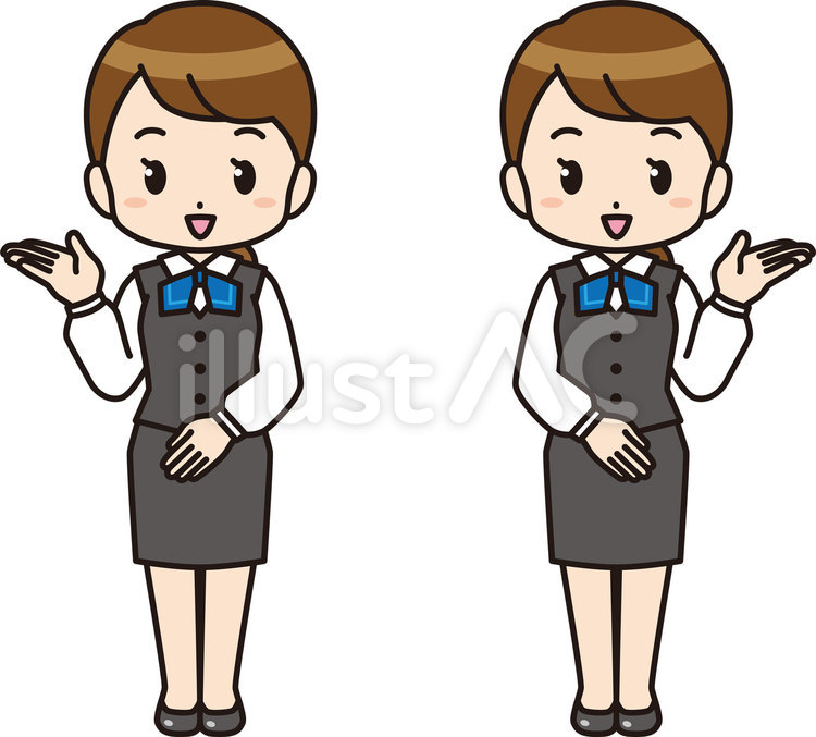 案内する制服女性1(左右) 人物,女性,会社員のイラスト素材