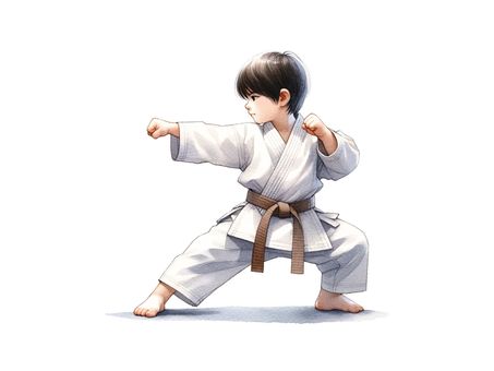 Boy practicing karate③, karate, sports, movement, JPG, PNG and AI