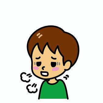 男の子　息切れ 病気,子供,息切れ,症状,呼吸困難,過呼吸,苦しい,呼吸,ぜんそく,肺炎のイラスト素材