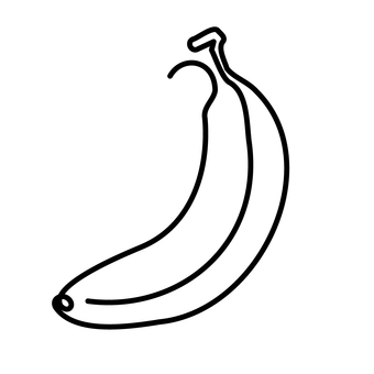一筆書きのバナナアイコン_線画 バナナ,アイコン,かわいい,線画,一筆書き,手書き,手描き,黒,フルーツ,食べ物のイラスト素材