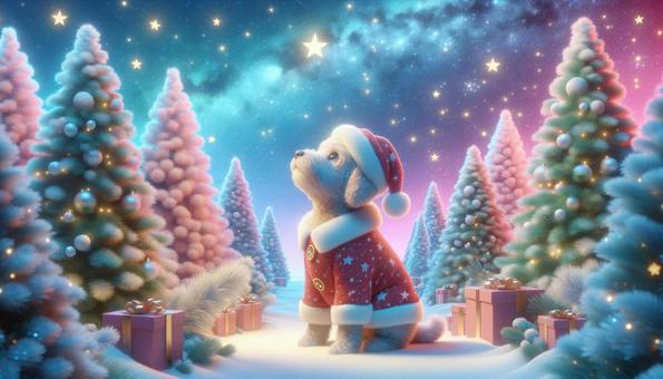 3DCG illustration image of dog Santa Claus, , JPG