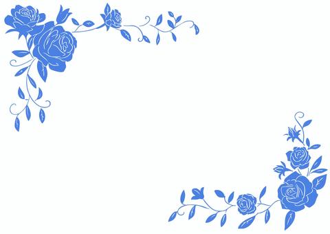 おしゃれなバラのフレーム　手描き 薔薇,青色,ブルー,フレーム,枠組み,飾り枠,シンプル,エレガント,豪華,綺麗のイラスト素材