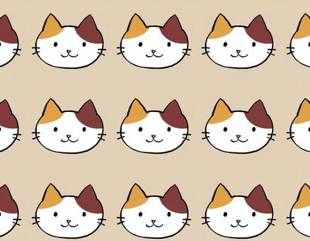 ゆるい三毛猫のパターン背景 ベージュ