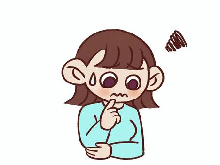 不安 不安 不安,もやもや,心配,どうしよう,女の子のイラスト素材