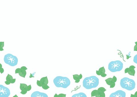 水彩の朝顔のフレーム、夏の花の素材 夏,朝顔,水彩,あさがお,花,背景,フレーム,夏休み,８月,７月のイラスト素材