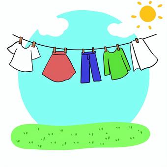 洗濯 洗濯,生活,洋服,空,太陽,シャツ,スカート,ズボンのイラスト素材