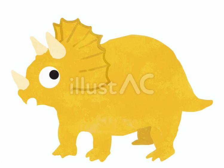 襟巻きのあるゆるかわ恐竜 恐竜,トリケラトプス,かわいいのイラスト素材