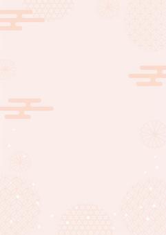おしゃれな和風の背景素材03 和柄,菊,七宝つなぎ,吉祥文様,和風,雲,紙吹雪,カラフル,おしゃれ,かわいいのイラスト素材