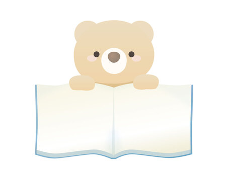 クマと本のタイトル飾り くま,本,読書,フレーム,タイトル,飾り枠,動物,挿絵,挿し絵,かわいいのイラスト素材