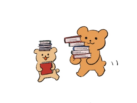 本を運ぶくまさん くま,本,読書,楽しみ,かわいいのイラスト素材