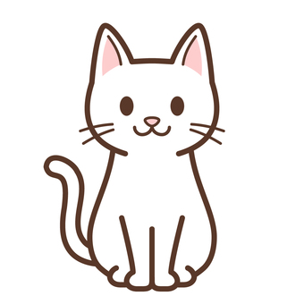 おすわりする猫（白） 猫,白猫,野良猫,保護猫,地域猫,ペット,動物,おすわり,全身,かわいいのイラスト素材