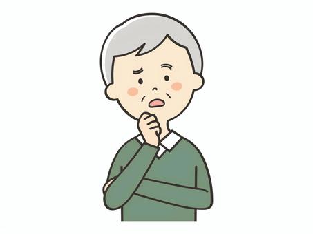 悩むおじいさん 悩むおじいさん 悩む,困る,不安,考える,心配,わからない,認知症,忘れる,おじいさん,年配のイラスト素材