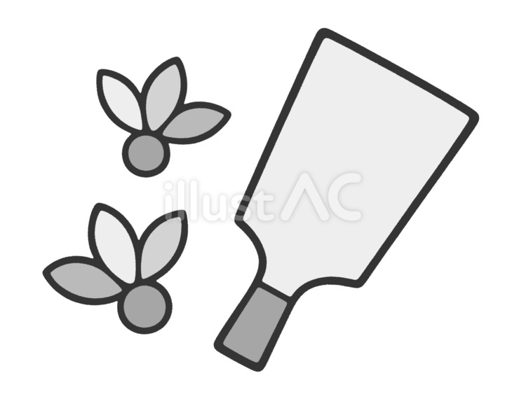 羽子板と羽根　モノクロ 羽子板,羽根,正月のイラスト素材