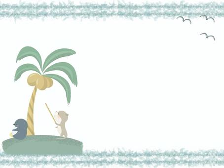 棕櫚樹和動物的框架圖沒有線, JPG 和 PNG 棕櫚樹和動物的框架圖沒有線, 企鵝, 椰子, 水果, JPG 和 PNG
