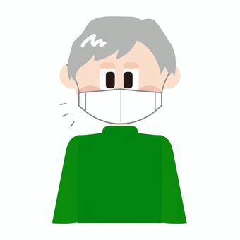 マスクをする老人男性 マスク,風邪,熱,病気,コロナ,予防,老人,お年寄り,大人,男性のイラスト素材