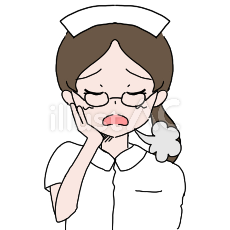 メガネ看護師（ため息） 茶髪,疲れた,疲労のイラスト素材