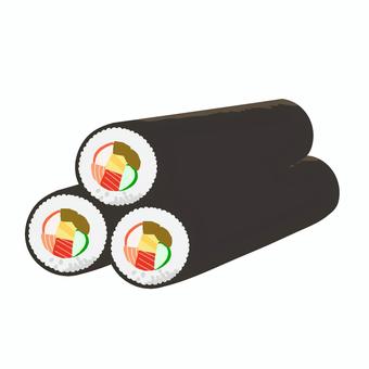 恵方巻のイラスト 恵方巻,節分,海苔巻き,太巻き,寿司,米,食べ物,マグロ,サーモン,きゅうりのイラスト素材