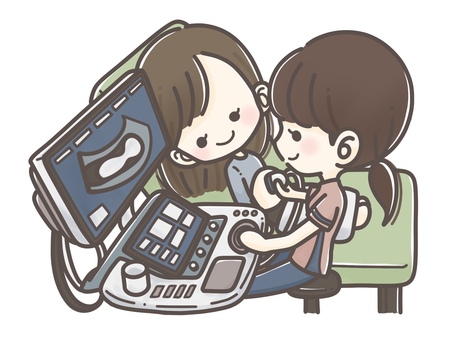 妊婦健診の様子 妊婦,プレママ,妊娠,マタニティ,母親,ママ,女性,かわいい,妊活,お腹のイラスト素材