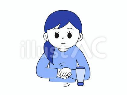 ハンドクリームを塗る女性シンプルイラスト