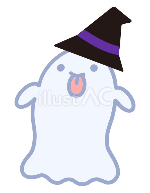 とんがり帽子を被ったお化けのイラスト ハロウィン,10月,秋のイラスト素材