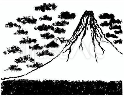 山 富士山 毛筆イラスト