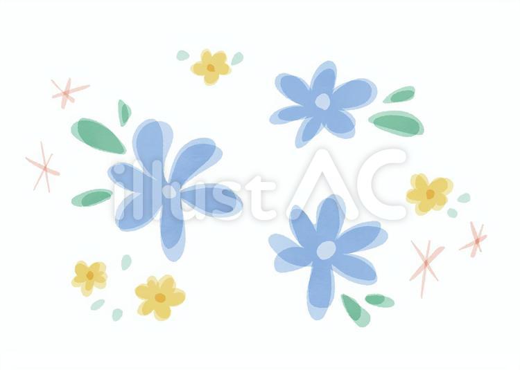 ちょっぴり昭和レトロな透明感のある青い花 花,植物,青のイラスト素材