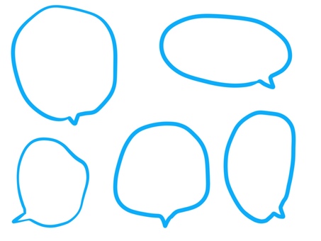 いびつな吹き出し(水色) 吹き出し,セット,いびつ,線画,シンプル,手書きのイラスト素材