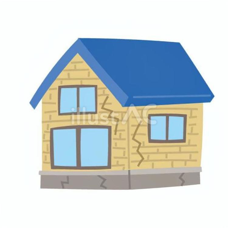 地震でひび割れた家の壁 住宅,トラブル,一軒家のイラスト素材