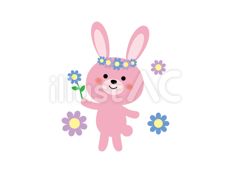 うさぎのイラスト1 うさぎ,花,動物のイラスト素材