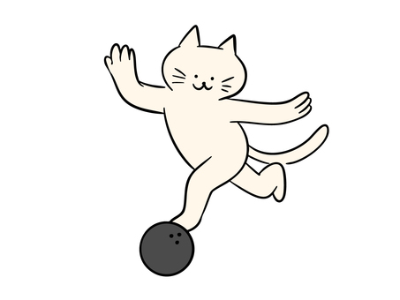 ボウリングをする猫（カラー） 猫,ボウリング,スポーツ,運動,趣味,遊び,レジャー,娯楽,ボール,暮らしのイラスト素材