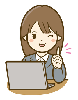 パソコン操作中にポーズをとる女性_25 パソコン操作中にポーズをとる女性_25 ビジネス,人物,女性,人,ビジネスウーマン,キャリアウーマン,会社員,スーツ,パソコン,ノートパソコンのイラスト素材